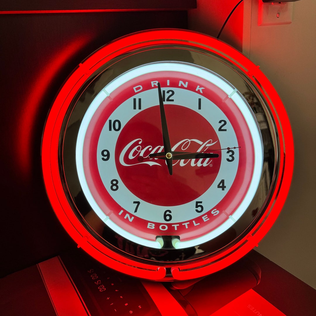 2008 Cocacola Retro Neon Clock Etsy