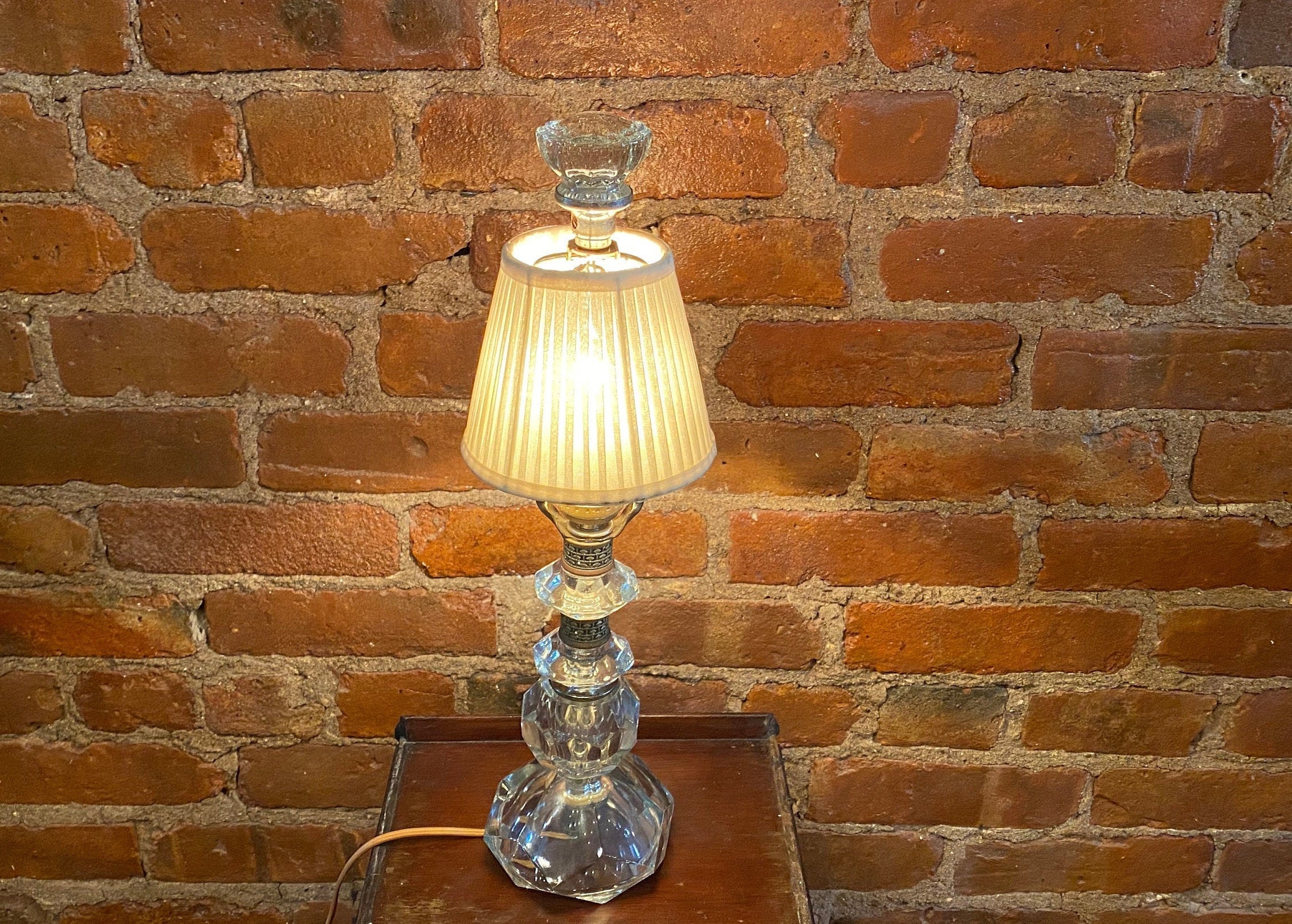 Door Knob Lamp Crystal Midcentury Vintage Glass Lamp Etsy Ireland