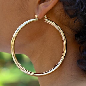 XXL Gold Filled Hoop Earrings | 925 Sterling Silver 3 Inch Hoop Earrings | 80mm Hoops | Tarnish Free Jewelry | Big Circle Hoop Earring