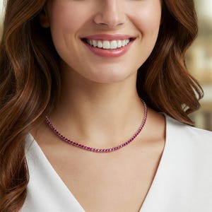 925 Silver Ruby Tennis Necklace: July Birthstone Choker