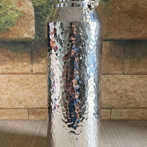 999 Silver Hammered Water Bottle, Natural Immunity Boosted, Ayurvedic Health Benefits, Antique Silver Utensils , Perfect Luxury Wedding Gift