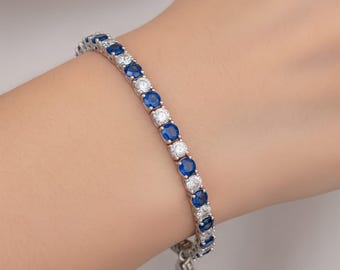 14K サファイア ダイヤモンド XO ブレスレット 3ctw 7インチ 14KT 