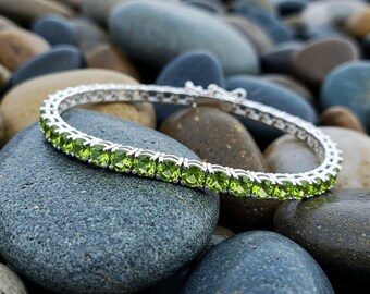 ペリドット テニスブレスレット レディース 925シルバー ハンドメイド