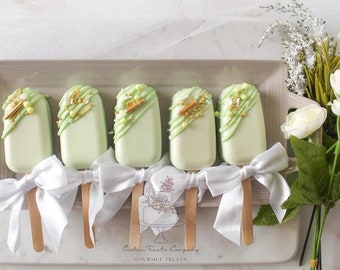 Sage and Gold Cakesicles