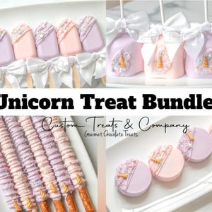 Unicorn Treat Bundle -  Cakesicles , Oreos, Marshmallow , Chocolate Covered Pretzels - 48 pieces