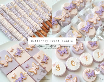 Butterfly Treat Bundle - Butterfly Cakesicles , Oreos, Rice Krispy Treats, Chocolate Covered Pretzels - 24 pieces