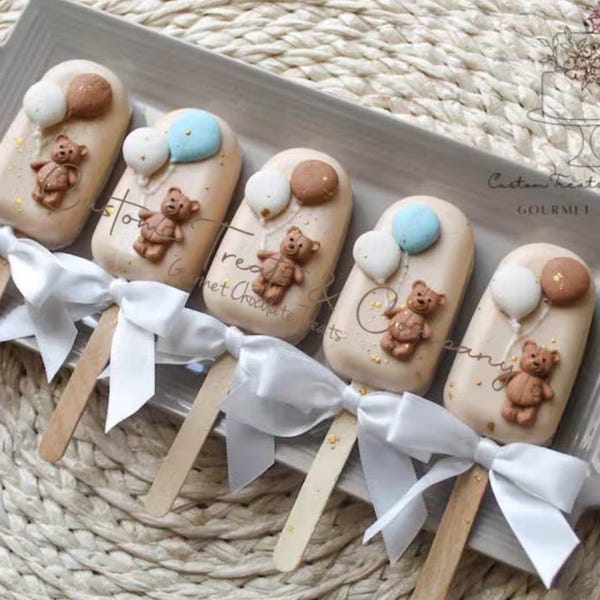 We Can Bearly Wait Cakesicles -  Teddy Bear  Cakesicles - Baby shower , Birthday
