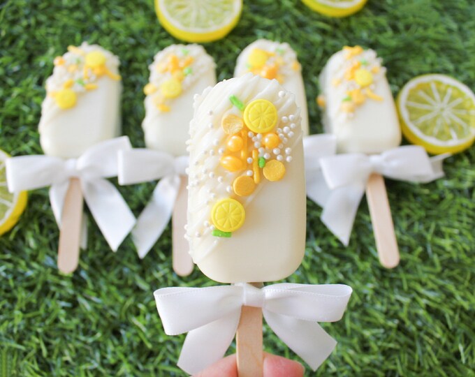 Lemon Themed Cakesicles Etsy