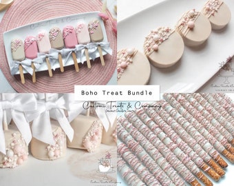 Boho Pink and Tan dessert Treat Bundle -24 pieces