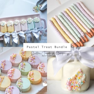 Pastel Treat Bundle - Cakesicles , Oreos, Rice Krispy Treats, Chocolate Covered Pretzels - 48 pieces