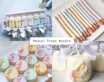 Pastel Treat Bundle - Cakesicles , Oreos, Rice Krispy Treats, Chocolate Covered Pretzels - 48 pieces