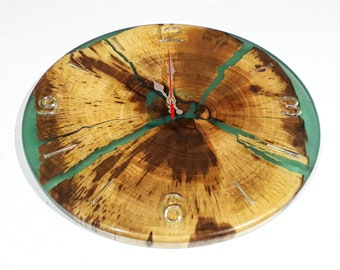 Decorative Epoxy Resin And Walnut Wood Clock - New Office And Home Gift - Housewarming Gift - Epoxy Art - Epoxy Wall Clock - Gift For Mom