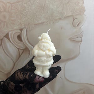 Handmade Santa Claus Candle – Festive Holiday Décor -Ivory Santa