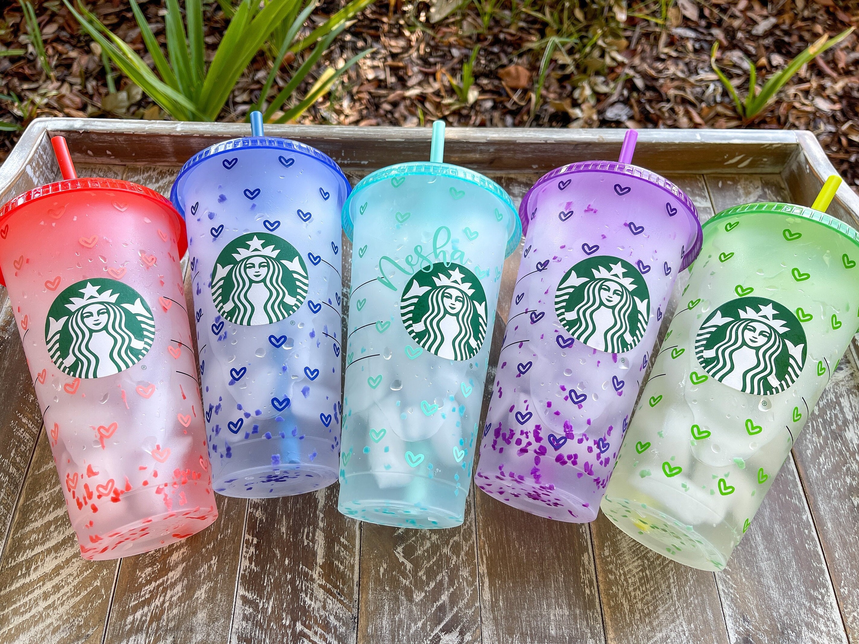 Starbucks personalizado verano 2021 color cambiando confeti Etsy