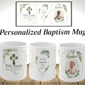 Personalized Baptism digital 12oz mug wrap template