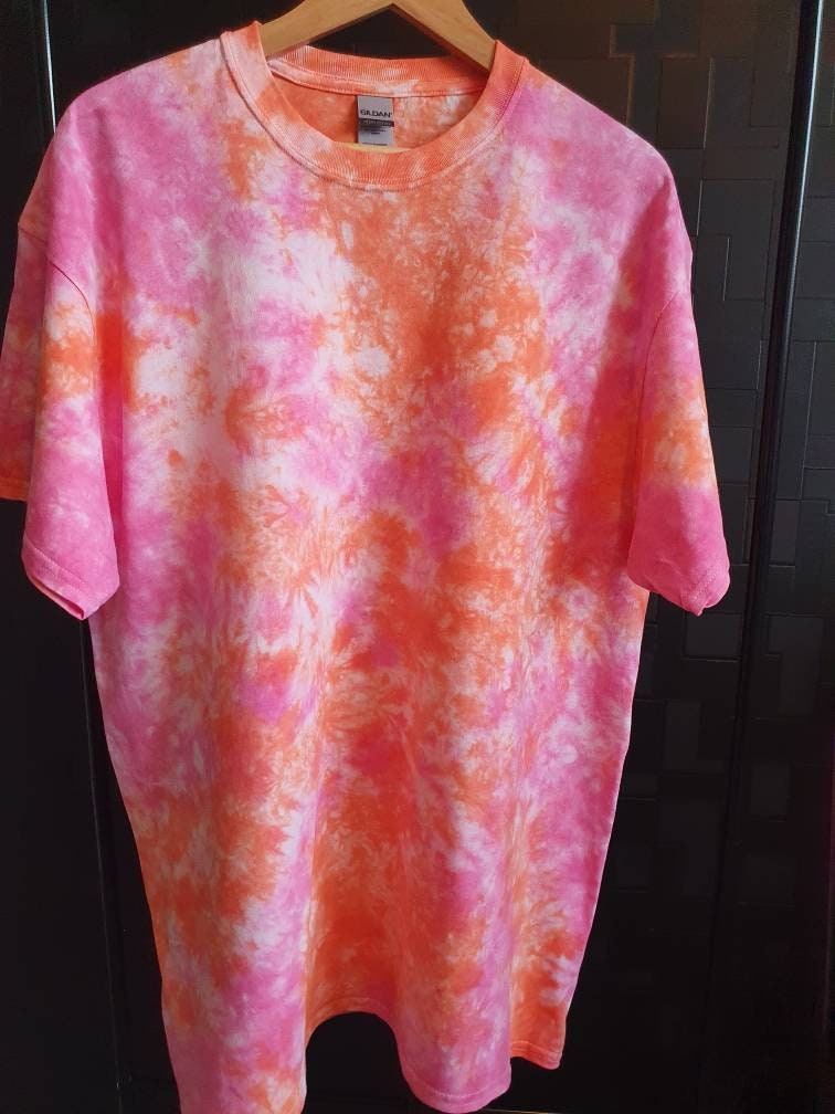 XL Unisex Tie Dye Tshirt Orange/pink Scrunch Etsy UK