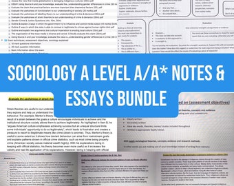 Sociology A level Revision Notes and Essays A*