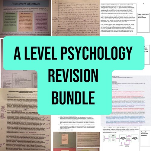 Psychology A Level Revision Notes Bundle for AQA AS Level / Etsy UK