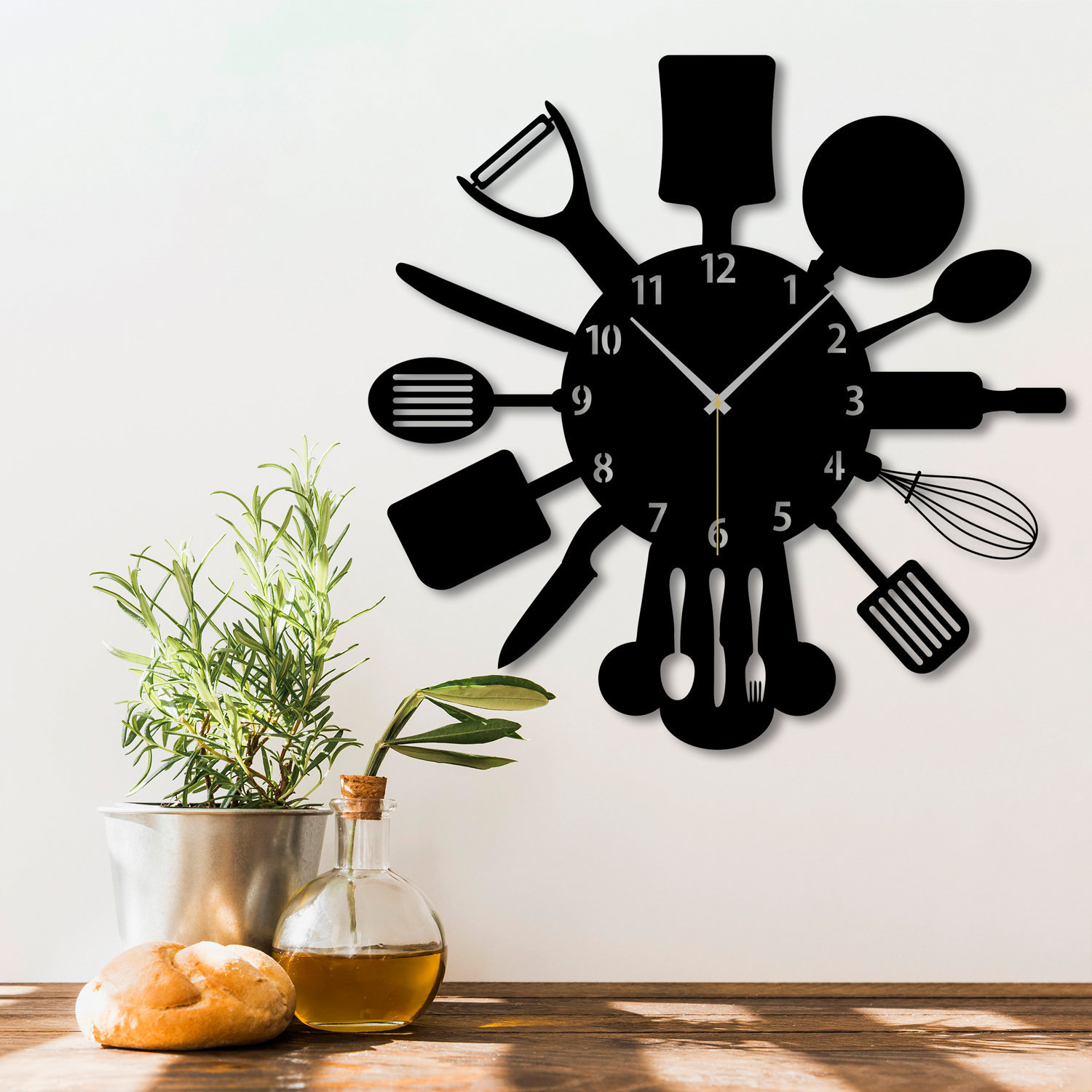 Homecept Kitchen Wall Clock Black Matte Mdf Or Steel Wall | Etsy