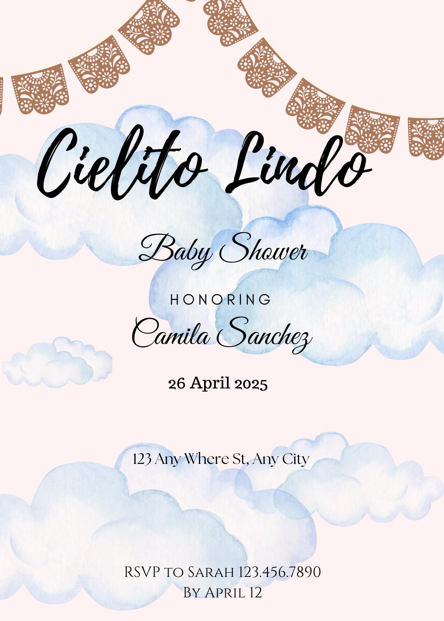 Cielito Lindo Baby Shower Invitation Template Etsy