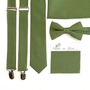 OLIVE NeckTie / Green tie / Bow Tie / Suspenders / Pocket Square / Kids necktie / Kids bow tie