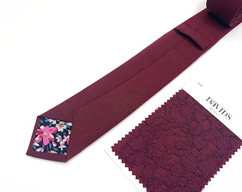 Corbata color vino / Corbata lisa color burdeos / Pajarita / Tirantes / Pañuelo de bolsillo / Corbata para niños / Pajarita para niños