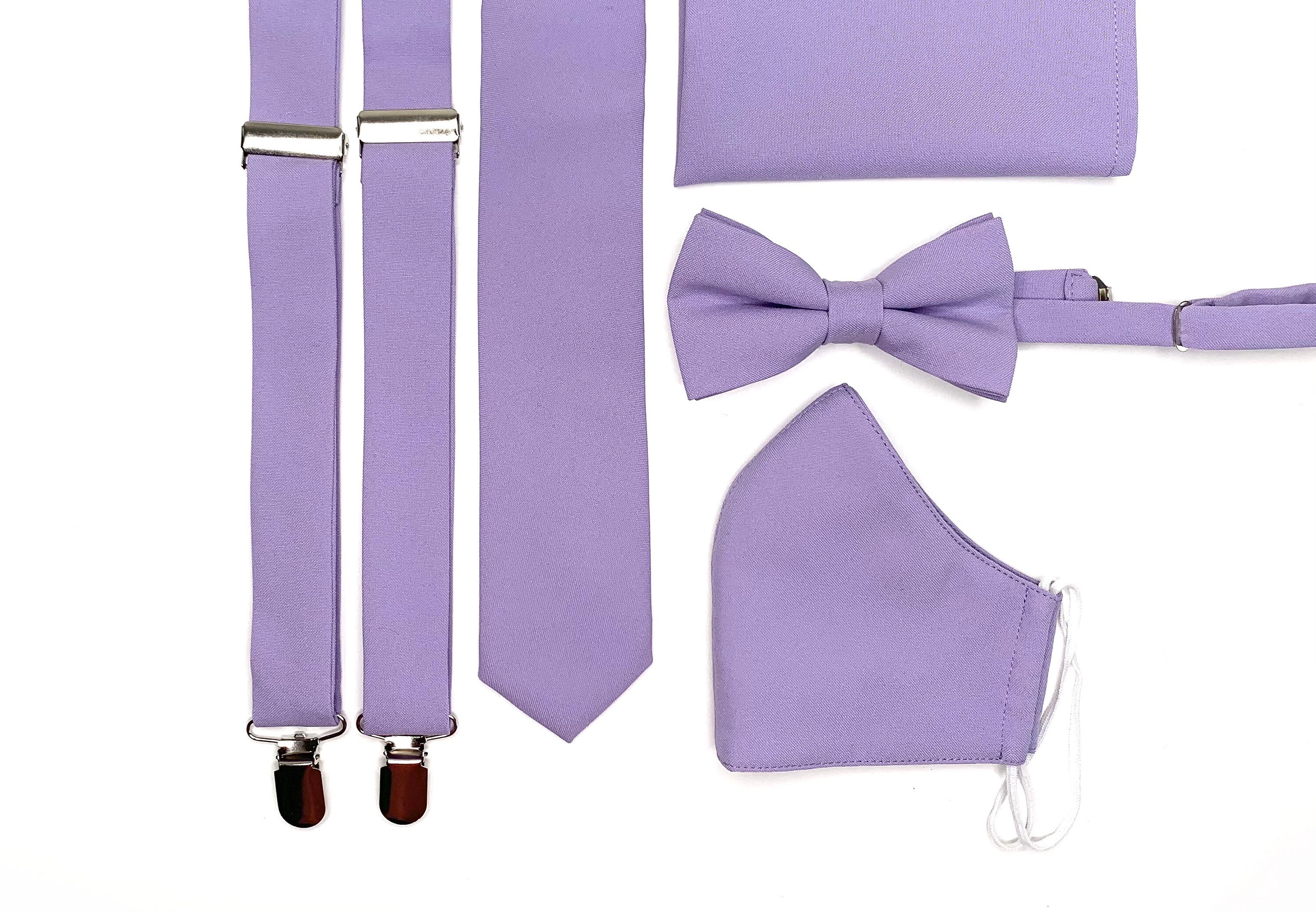 IRIS Necktie / Lilac Lavender Tie / Bow Tie / Suspenders / Pocket