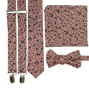 Dusty Rose Floral NeckTie / Bow Tie / Suspenders / Pocket Square / Kids necktie / Kids bow tie