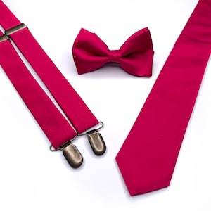 SILK Red Necktie / Apple red Solid Tie Bow Tie / Suspender / Pocket square / Kids Tie / Face Mask