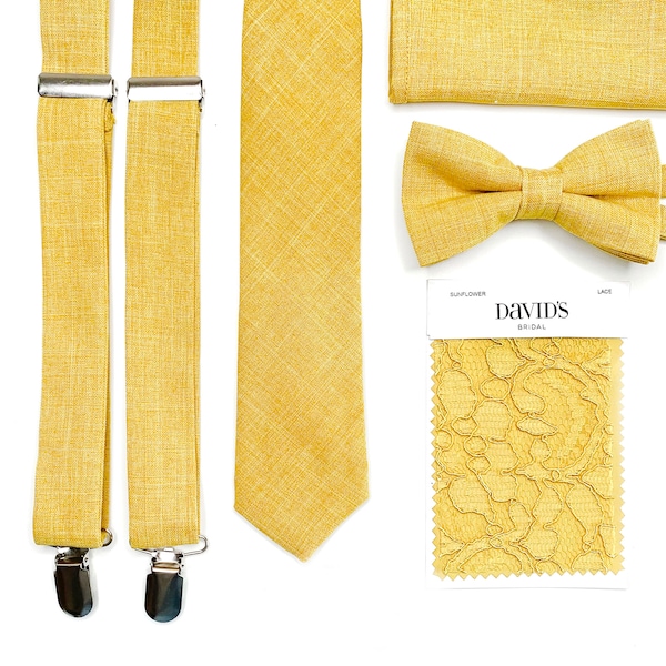 Sunflower Yellow Tie / Necktie / Bow Tie / Suspenders / Pocket Square / Kids necktie / Kids bow tie