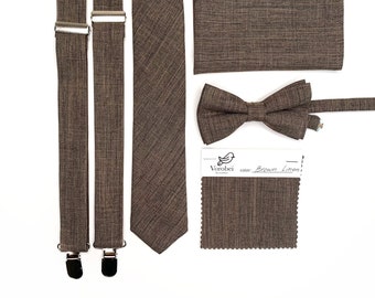 BROWN NeckTie / Solid Dark Brown tie / Bow Tie / Suspenders / Pocket Square / Kids necktie / Kids bow tie
