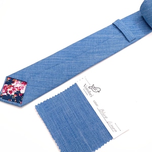 Blaue Leinenkrawatte / Marineblaue Krawatte / Fliege / Hosenträger / Einstecktuch / Kinderkrawatte / Hochzeitskrawatte