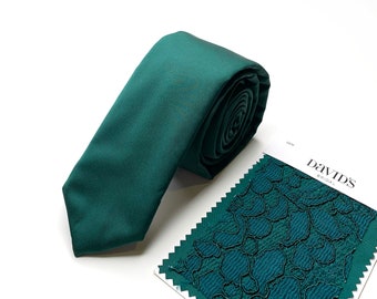 SILK GEM Necktie / Green Solid Tie Bow Tie / Suspender / Pocket square / Kids Tie / Face Mask