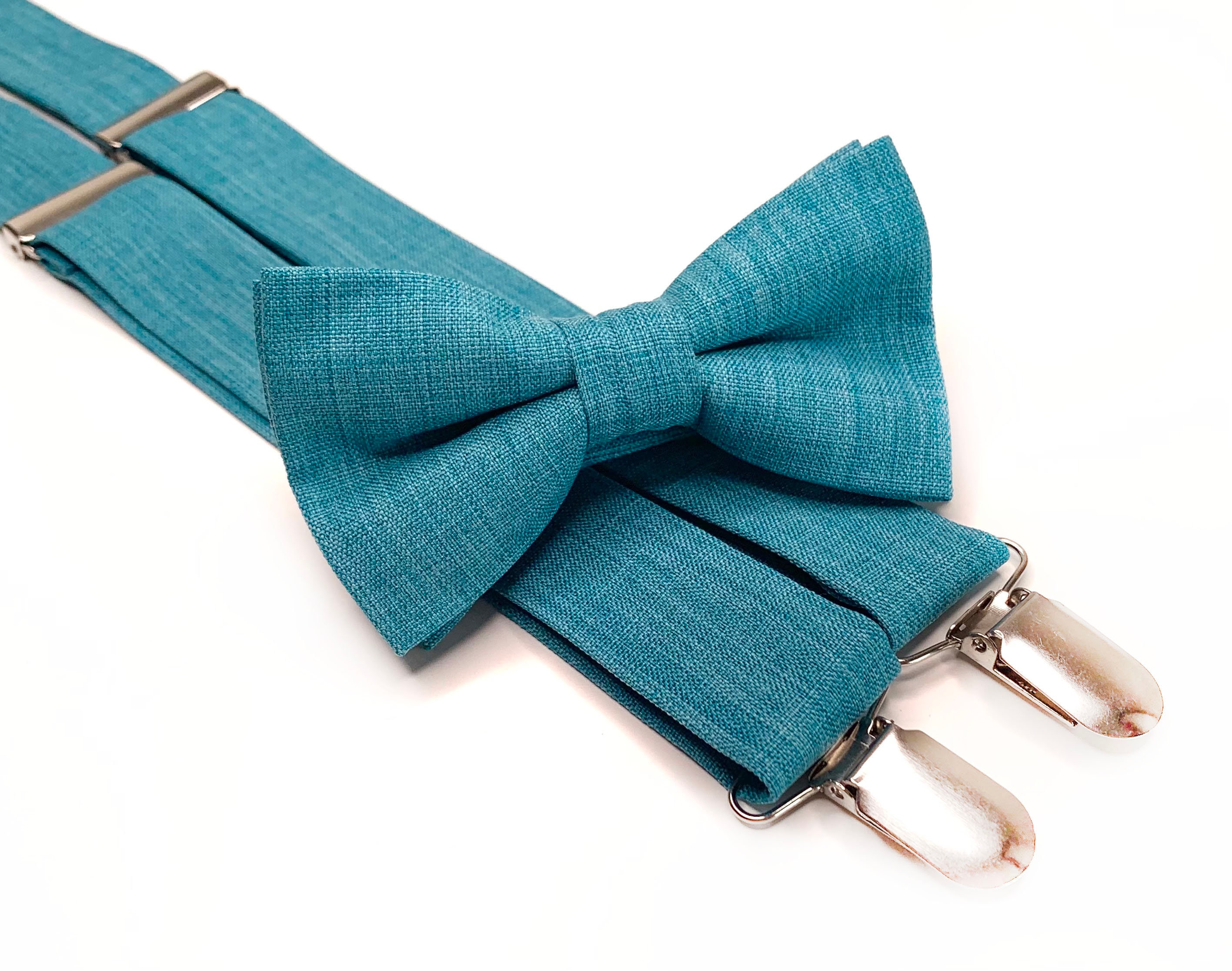 Teal Blue Tie / Necktie / Bow Tie / Suspenders / Pocket Square Etsy UK