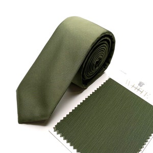 SILK Olive Green Necktie / Vwolive Solid Tie / Bow Tie / Suspenders / Pocket square / Kids Tie / Groomsmen ties / Wedding tie