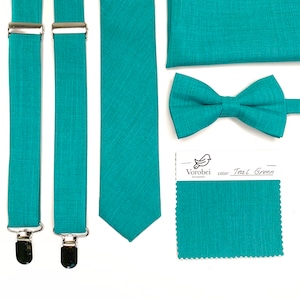 Teal Green NeckTie /  tie / Bow Tie / Suspenders / Pocket Square / Kids necktie / Kids bow tie