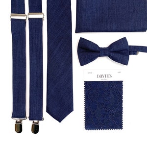 MARINE NeckTie / Navy Blue tie / Bow Tie / Suspenders / Pocket Square / Kids necktie / Kids bow tie