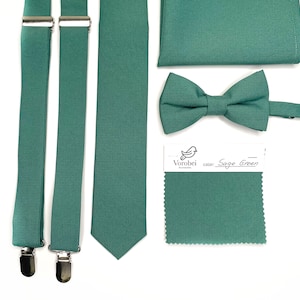 Sage Green NeckTie / Dusty Sage tie / Bow Tie / Suspenders / Pocket Square / Kids necktie / Kids bow tie / Groomsmen ties / Wedding tie