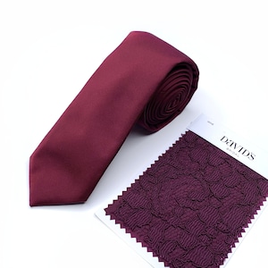 SILK Wine Necktie / Dark Burgundy Solid Bow Tie / Suspender / Pocket square / Kids Tie / Face Mask