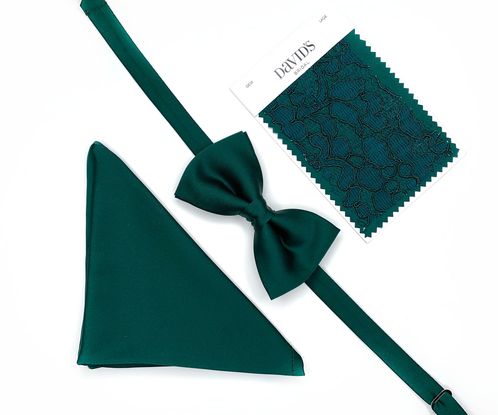 SILK GEM Necktie / Green Solid Tie Bow Tie / Suspender / Pocket Square ...