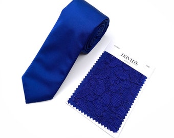 SILK Mcobalt Blue Necktie / Cobalt Solid Tie Bow Tie / Suspender / Pocket square / Kids Tie / Face Mask