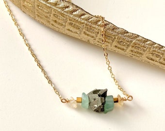 Prosperity Necklace Abundance Necklace Attract Money Wealth Jewelry Dainty Gemstone Necklace Citrine Pyrite Aventurine Mindfulness Gift