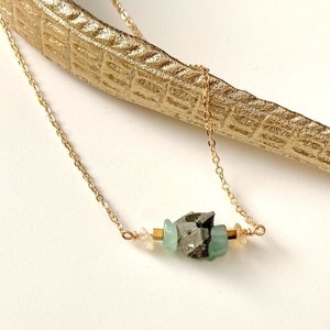 Prosperity Necklace Abundance Necklace Attract Money Wealth Jewelry Dainty Gemstone Necklace Citrine Pyrite Aventurine Mindfulness Gift