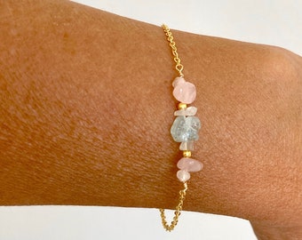 Fertility Bracelet, Fertility Crystals, Fertility Gift, Aquamarine Moonstone Rose Quartz Jewelry, IVF Trying to Conceive Pregnancy Bracelet