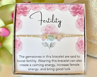 Pregnancy Bracelet Fertility Crystals Trying to Conceive Gift Aquamarine Moonstone Rose Quartz Jewelry IVF