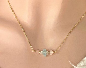 Fertility Gift Fertility Necklace Fertility Crystals IVF Pregnancy Necklace Rose Quartz Aquamarine Jewelry Trying to Conceive ttc