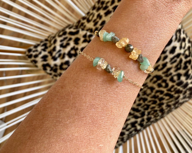 Prosperity Bracelet Abundance Bracelet Success Wealth Bracelet Dainty Gemstone Jewelry Citrine Pyrite Aventurine zdjęcie 10