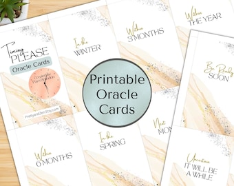 Divine Timing Oracle, Timing Oracle Cards, Clarifying Deck, Printable Oracle Deck, Oracle Cards, Timeframe Divination Guidance Cards,