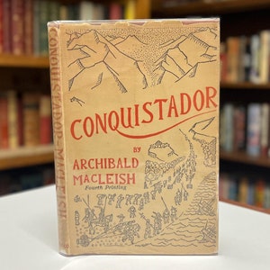 Conquistador door Archibald Macleish 1933 hardcover poëzieboek met uitvouwbare kaart in originele stofomslag