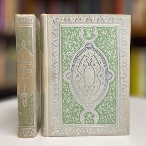 Belle collection en deux volumes de poèmes anciens - Poems of John Greenleaf Whittier édition illustrée vers 1890